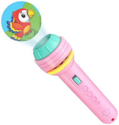 mega shine 3 Slides 48 Patterns Mini Projector Torch Toy Slide Flashlight(Multicolor)