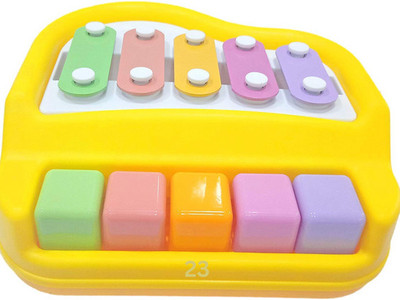 AS TRADERS Xylophone Toy with Colorful Keys for Kids Musical Instruments Toyset16(Yellow)