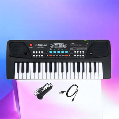Kid Kraze 37-Key Musical Piano Keyboard with Microphone Songs Recording for Kids_A173(Black)