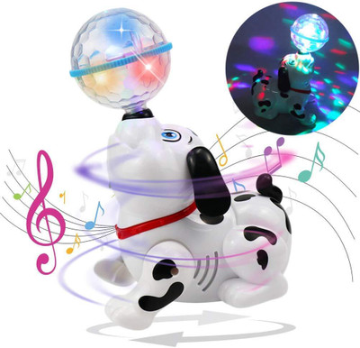 mega shine Musical Dancing Dog Toy with Flashing Lights 360° Rotating Puppy(Multicolor)