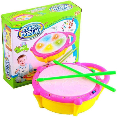RAGHAV ENTERPRISES Flash Drum Toy with 5 Visual 3D Lights, Music, 3 Game Modes for Kids(Multicolor)