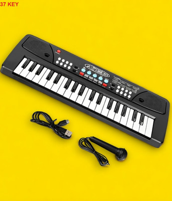 Mahi Zone 37-Key Musical Piano Keyboard with Microphone 430A1 Song Record Feaure_V418(Black)