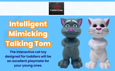 KC COLLECTION Talking Cat Toy for Kids | Mimics Voice | Interactive Fun(Grey)