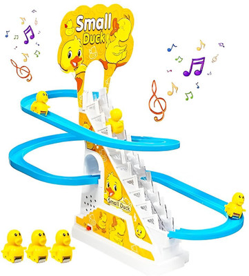 MegaStar Duck Slide Toy Set – Automatic Climbing Ducklings Race Track with Lights & Music(Multicolor)