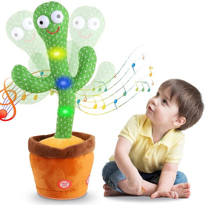 FlyTouch Dancing Cactus Plush Toy Usb Charging,Sing 120 Songs,Recording,Repeat What U Say(Green)