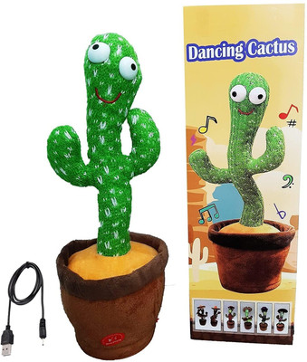 Childgossip Dancing Cactus Talking Plush Toy with Singing & Recording Function Rechargeable(Green)