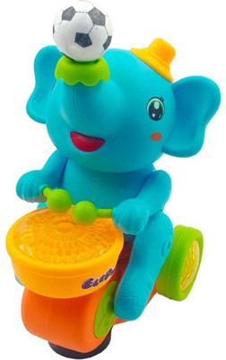 HK Toys Musical Elephant Toy with Levitation Ball on Nose Along with Dazzling Light Drum(Multicolor)
