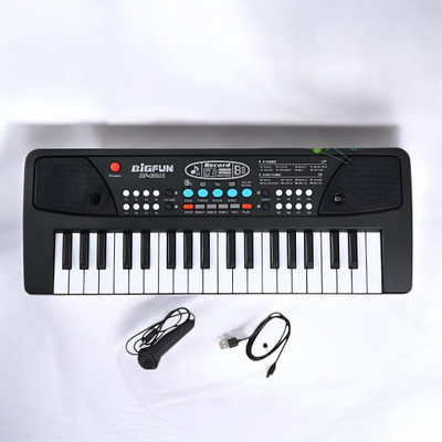 SNM97 37-Key Musical Piano Keyboard with Microphone Songs Recording for Kids_A476(Black)