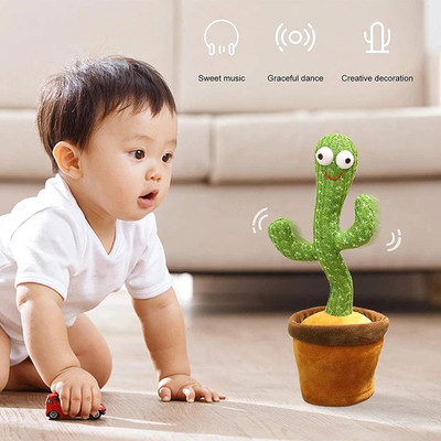 FlyTouch Dancing Cactus Toy 120 Songs Singing Talking Record Repeating What You Say(Green)