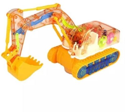 RAINBOW RIDERS Electric Universal Transparent Mechanical Gear Excavator Light Music(Blue, Yellow)