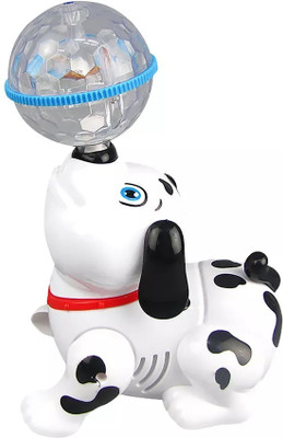 RRCollection 360° Rotating Dancing Dog Toy | Music, Sound & LED Lights for Toddlers and Kids(Black, White)