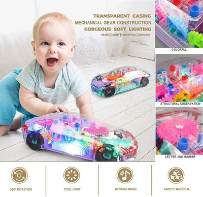 JR CLUB Transparent Musical Concept Racing Car with 3D Flashing LED Lights for Kids-558(Multicolor)