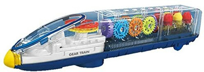 mega shine Big Transparent Bump and Go Train with 3D Lightning, Moving Gears and Music(Multicolor)