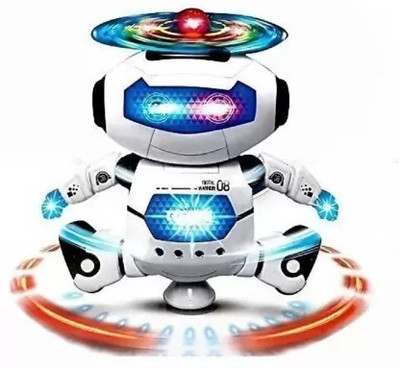 TECHGEAR Musical Singing Dancing Naughty Robot with 360 degree rotation for kids(Blue, White)