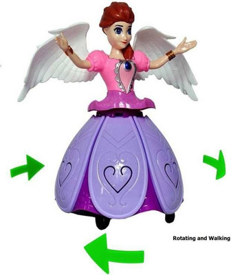 Mahi Zone Musical Angel Princess Toy Doll 360° Rotation Feature & 3D LED Lights_D105(Multicolor)