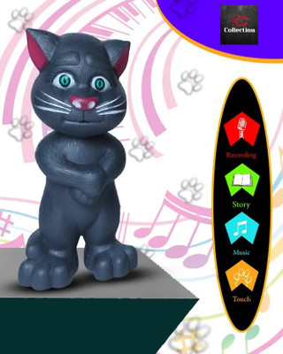 KC COLLECTION Funny Talking Cat with Touch Response | Repeat Function(Grey)