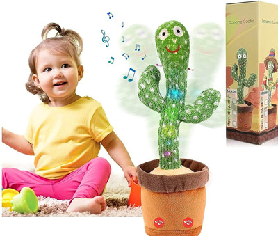AT TOYS Delightful Singing Dancing Interactive Talking Cactus Toy with LED Light & Music(Green)