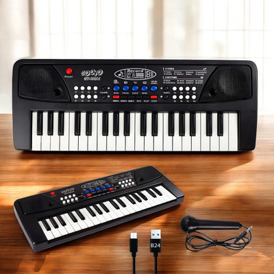 Mahi Zone 37-Key Musical Piano Keyboard with Microphone Songs Recording for Kids_D246(Black)