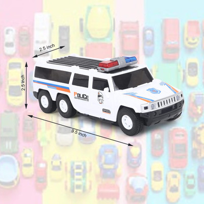 GoBaby 360 Degree Rotating Bump and Go Action, USV Police Car with Siren and Light Toy(White)