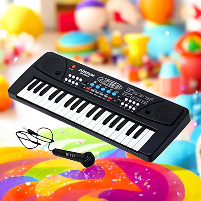 Just97 37-Key Musical Piano Keyboard with Microphone Songs Recording for Kids_L251(Black)