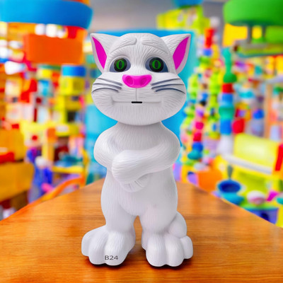 Just97 Talking Tom Cat Toy For Kids Intelligent Speaking Repeats & Music_682(White)