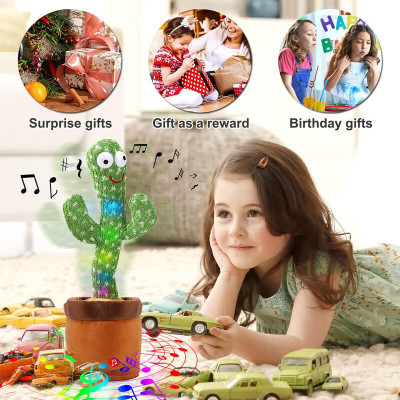 Toyvala Dancing Talking Cactus Plush Toy, Wriggle, Singing, Repeats What You Say-913(Green, Brown)