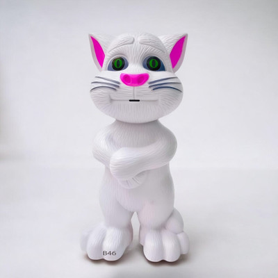 Mahi Zone Talking Tom Cat Toy For Kids Intelligent Speaking Repeats & Music_M787(White)