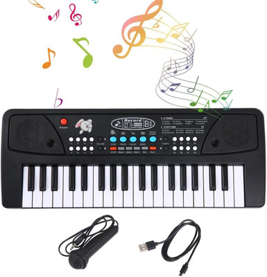 Toyporium 37-Keys Piano Toy with USB Cable, Microphone & Song Record Features for Kids|10(Black)