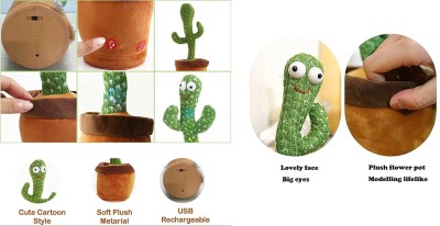 FunBits Dancing Cactus Toy, Wriggle & Singing for Babies & Kids, Plush Electronic Toys(Green)