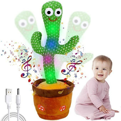 Sonpal Talking Cactus Toy for Babies |Wriggling and Dancing Toy with 3D Lights for kids(Multicolor)