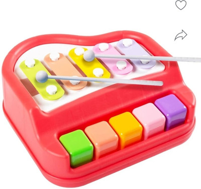 SJVJ 2-in-1 Piano Xylophone for Kids | Multicolor 5 Key Musical Toy with Mallets(Multicolor)