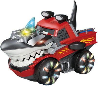 WISHKEY Plastic Shark Chariot Bump and Go Toy for Kids, Shark Toy with Moving Parts(Multicolor)