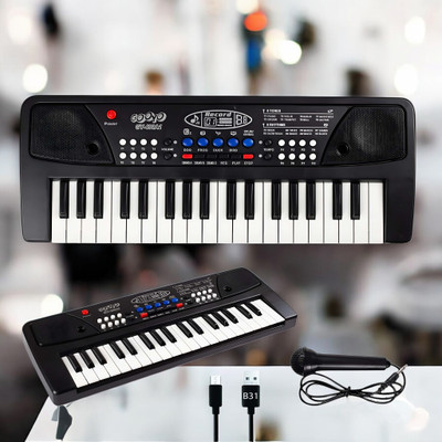 Kid Kraze 37-Key Musical Piano Keyboard with Microphone Songs Recording for Kids_L70(Black)
