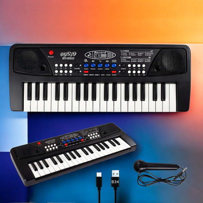 SNM97 37-Key Musical Piano Keyboard with Microphone Songs Recording for Kids_P397(Black)