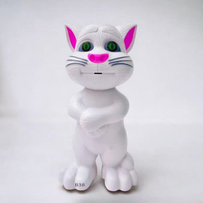 Mahi Zone Talking Tom Cat Toy For Kids Intelligent Speaking Repeats & Music_M779(White)