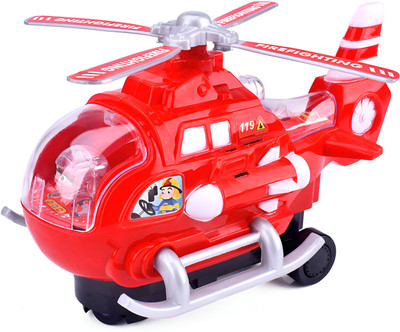 Aseenaa Air Force Helicopter Toy - Bump & Go Action With 3D Lights, Swirls And Music(Red)