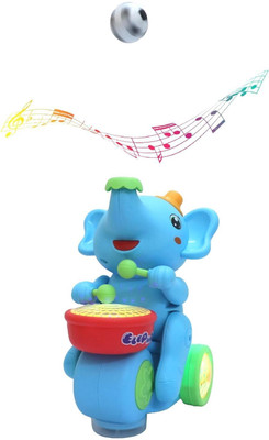 Kmc kidoz Musical Walking Elephant Drummer Toy with Flashing Light & Sound(Multicolor)