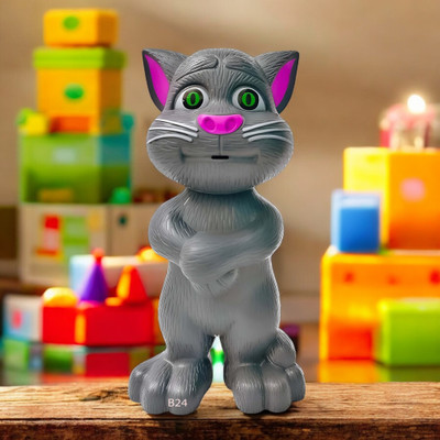 Mahi Zone Talking Tom Cat Toy For Kids Intelligent Speaking Repeats & Music_M475(Grey)