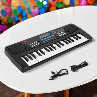 Just97 37-Key Musical Piano Keyboard with Microphone Songs Recording for Kids_P30(Black)