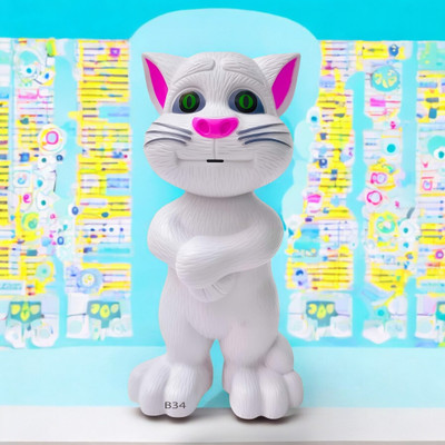 Just97 Talking Tom Cat Toy For Kids Intelligent Speaking Repeats & Music_736(White)