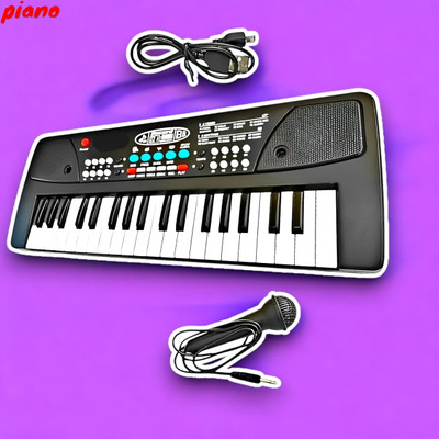 Just97 37-Key Musical Piano Keyboard with Microphone 430A1 Song Record Feaure_P597(Black)