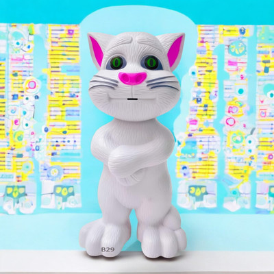SNM97 Talking Tom Cat Toy For Kids Intelligent Speaking Repeats & Music_703(White)