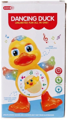 G G S Dancing Duck Toy for Kids with Flashing Lights, Musical & Sounds-383(Yellow)