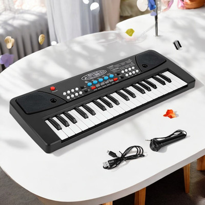 Mahi Zone 37-Key Musical Piano Keyboard with Microphone Songs Recording for Kids_M56(Black)