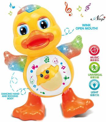 Adhira Toys Dancing Duck with Musical Sound Flashing Lights Real Dancing Action(Multicolor)
