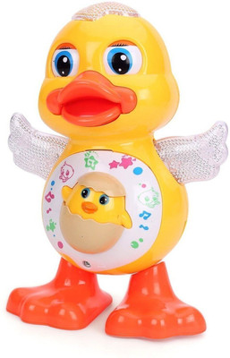 G G S Dancing Duck Toy for Kids with Flashing Lights, Musical & Sounds-139(Yellow)