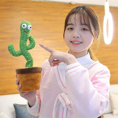 SALEOFF Dancing Talking Cactus Plush Toy, Wriggle, Singing, Repeats What You Say-504(Green, Brown)