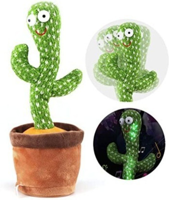 AS TRADERS Good Cactus Toy | LED Lights & Talking Musical Dancing Plush Cactus Toy (Multi(Green)