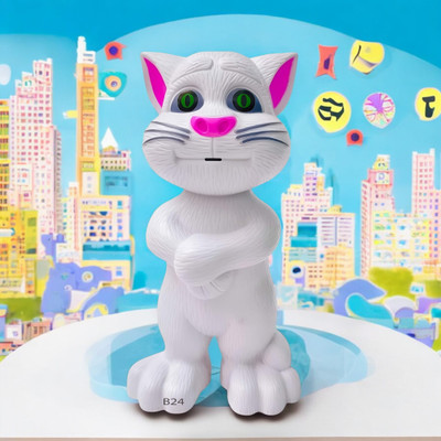 Kid Kraze Talking Tom Cat Toy For Kids Intelligent Speaking Repeats & Music_726(White)