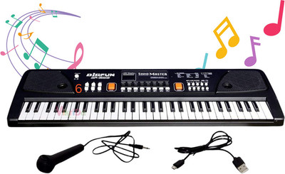 Just97 61 Keys Musical Keyboard Piano with Mic for Kids Analog Portable Keyboard K56(Black)